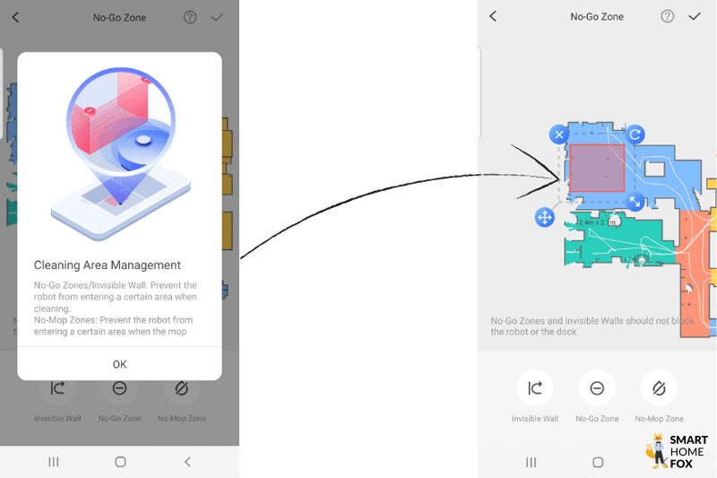 Установка запретных зон в приложении Roborock S7 MaxV Ultra